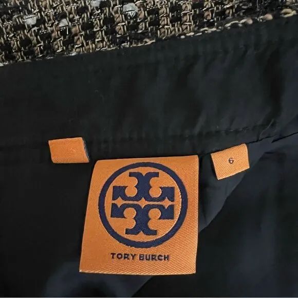 Tory Burch Tweed Mini Pencil Skirt Size 6 in Brown / Tan Wool Blend