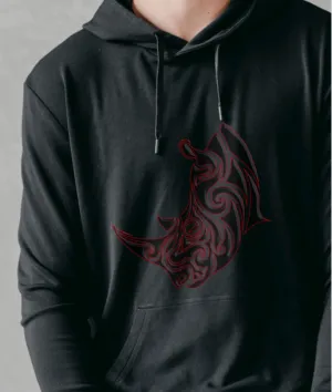 Tribal Rhino Black Hoodie (sport material)