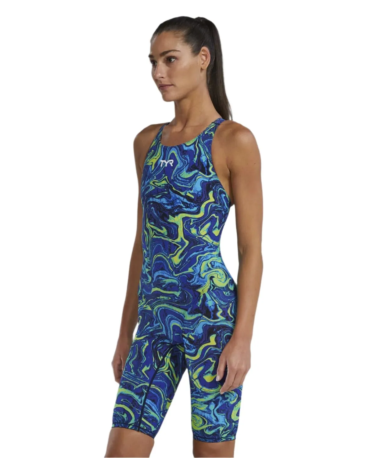 TYR Women's Thresher Hyperblitz Openback Swimsuit | Blue/Green