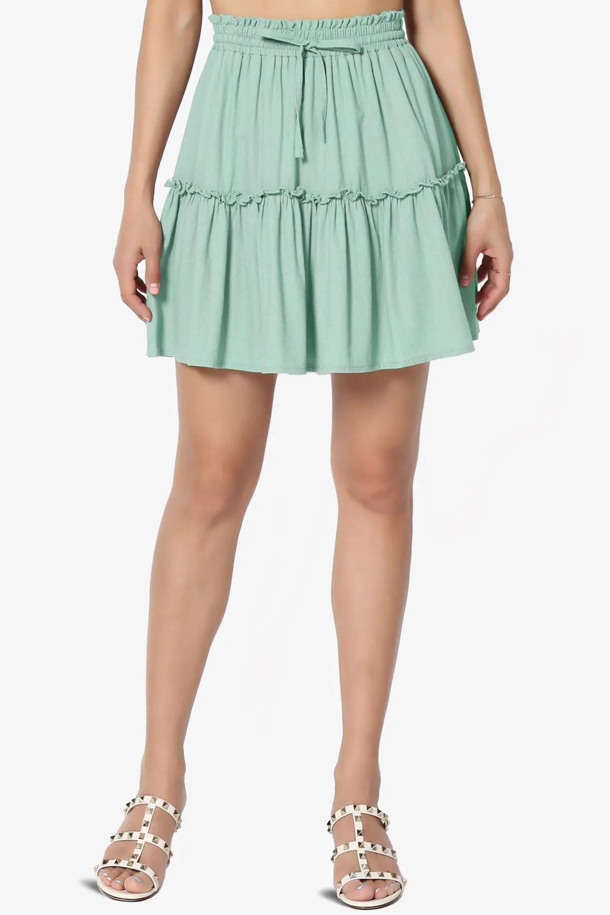 Udele Ruffled Linen-Blend Mini Skirt