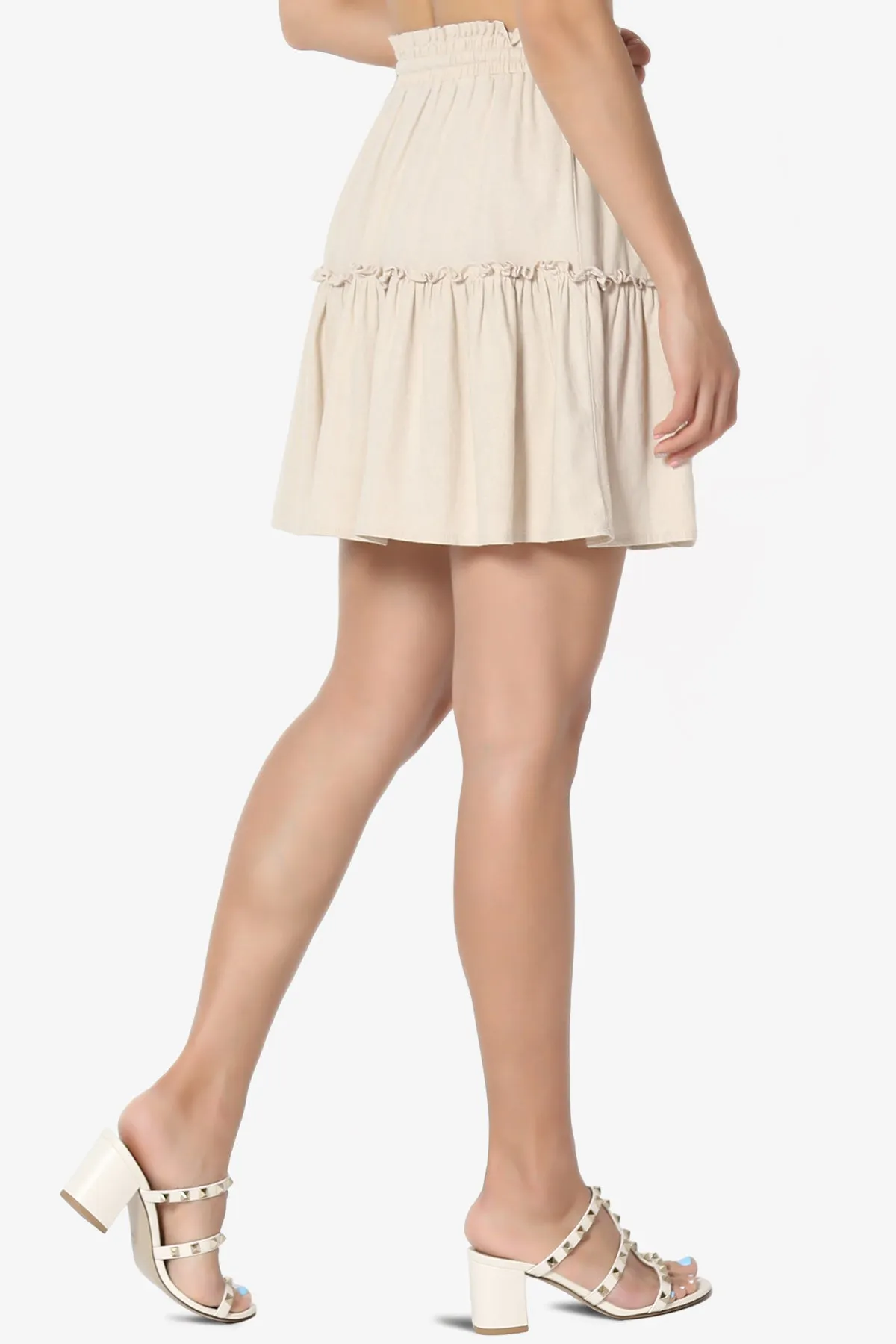 Udele Ruffled Linen-Blend Mini Skirt