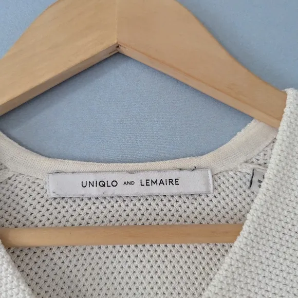 Uniqlo × Lemaire White V Neck Short Sleeve Knit Tunic Sweater Dress