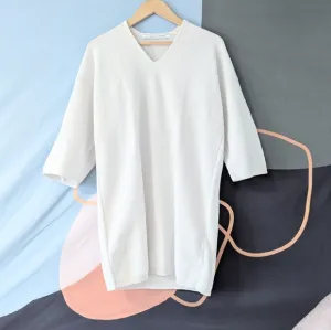 Uniqlo × Lemaire White V Neck Short Sleeve Knit Tunic Sweater Dress