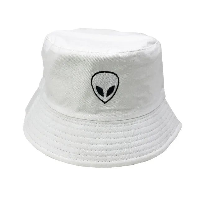 Unisex Embroidered Alien Foldable Bucket Hat Beach