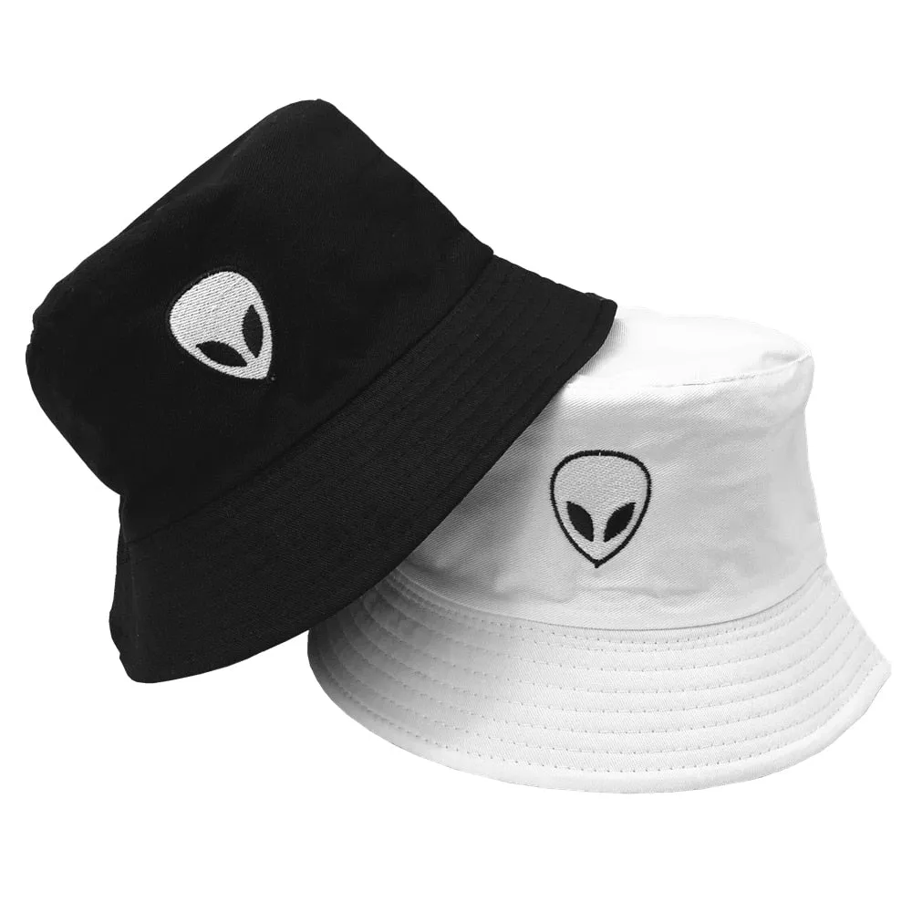 Unisex Embroidered Alien Foldable Bucket Hat Beach