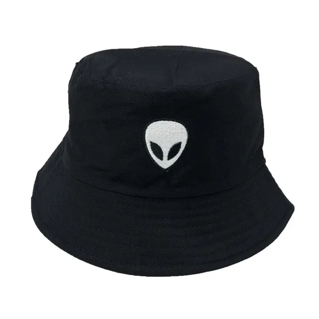 Unisex Embroidered Alien Foldable Bucket Hat Beach