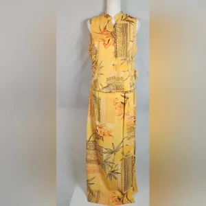 Vintage Judith Hartyellow floral sleeveless top/ skirt set size 12