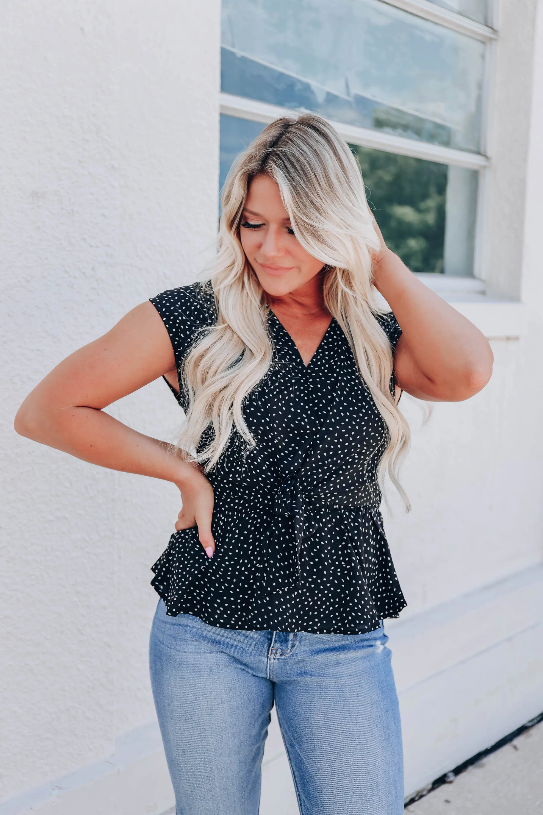 Willa Wrap Peplum Blouse - Black