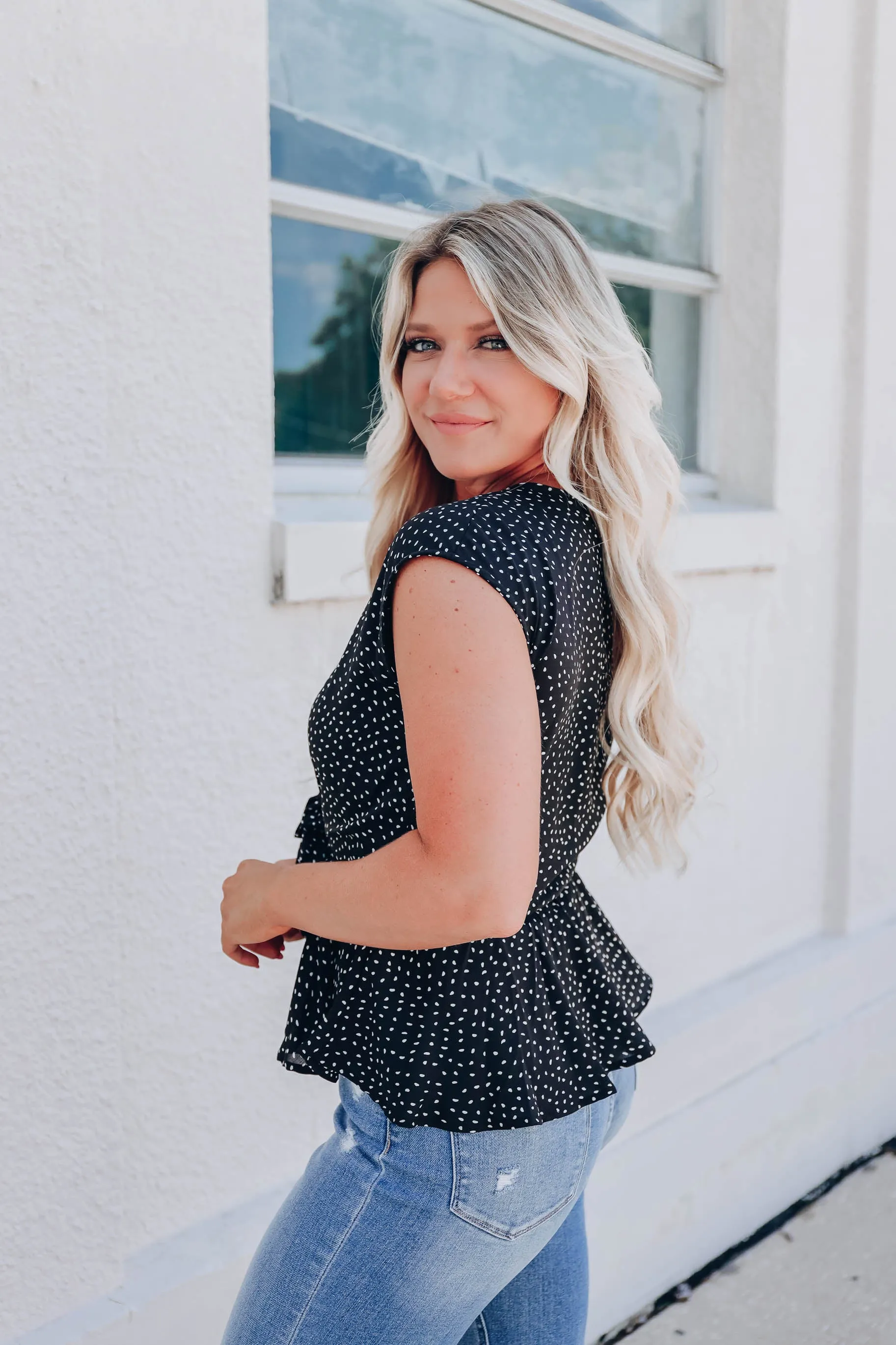 Willa Wrap Peplum Blouse - Black