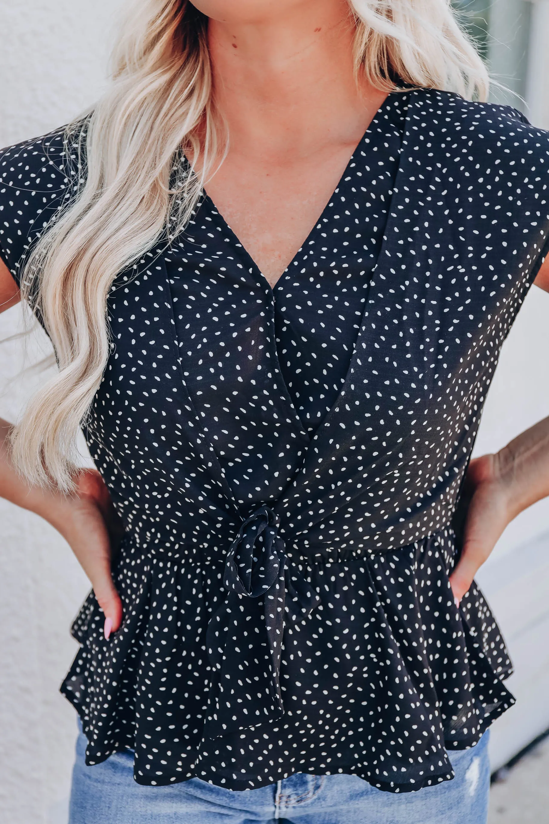 Willa Wrap Peplum Blouse - Black