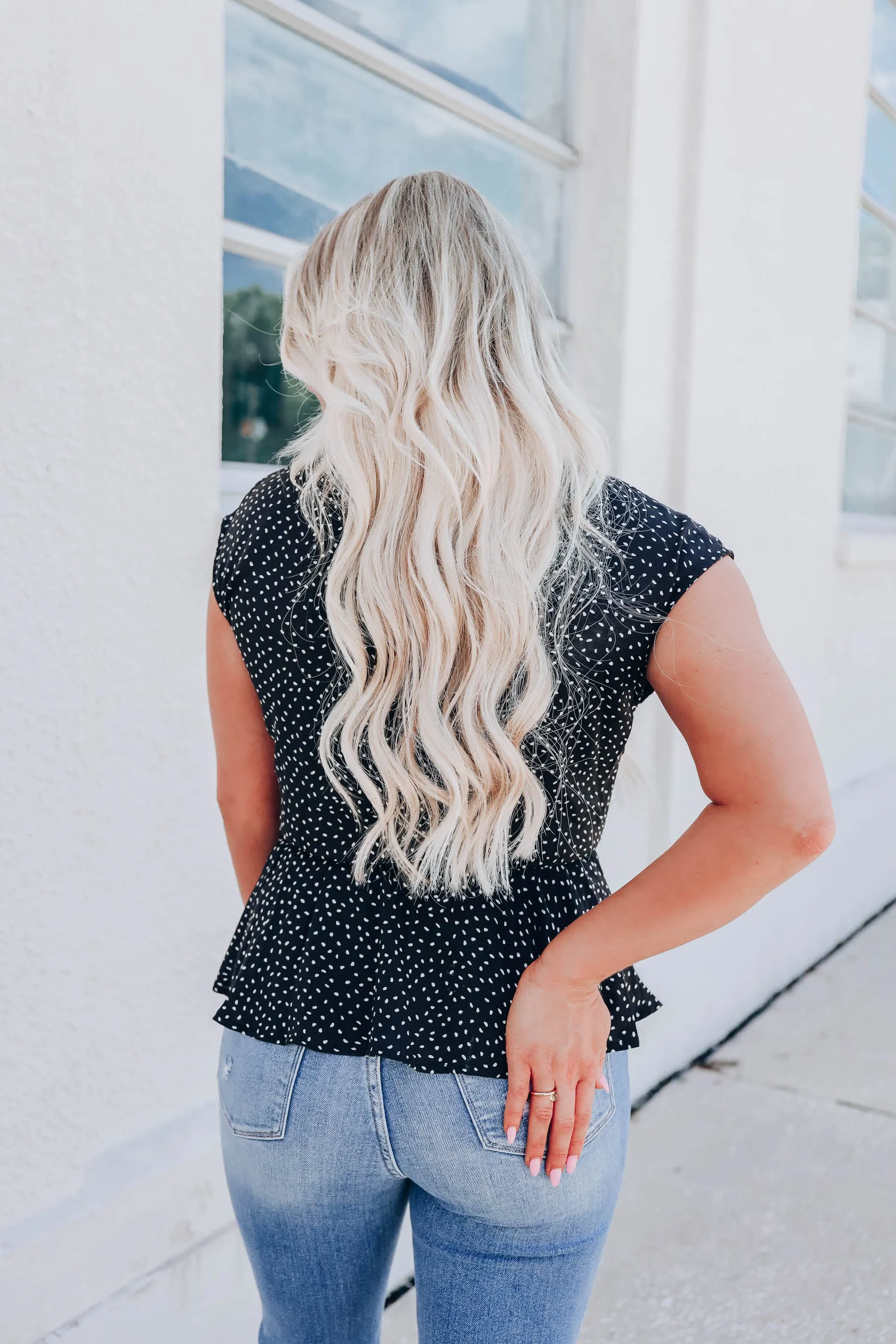 Willa Wrap Peplum Blouse - Black