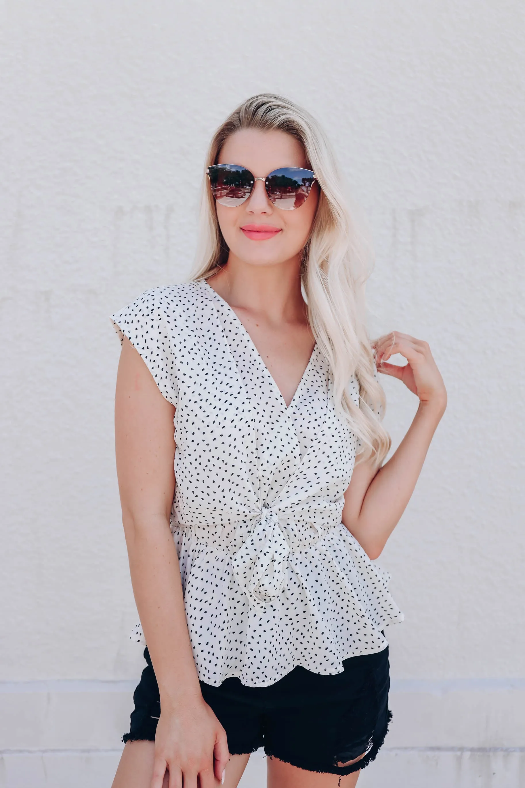 Willa Wrap Peplum Blouse - Ivory