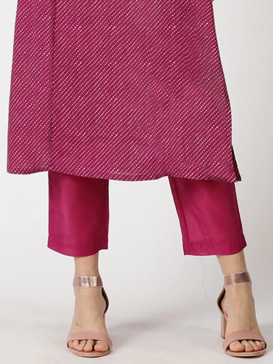 Wine Cotton Straight Fit Slip-on Trouser