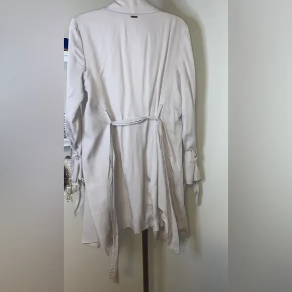 Women's cardigan, with flap, open front, thin, long sleeves, irregular hem