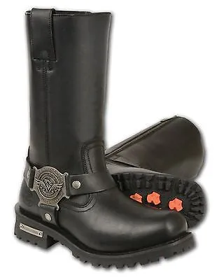 WOMEN'S MOTORCYCLE GENUINE LEATHER 11 INCH WATERPROOF SQUARE TOE BOOT