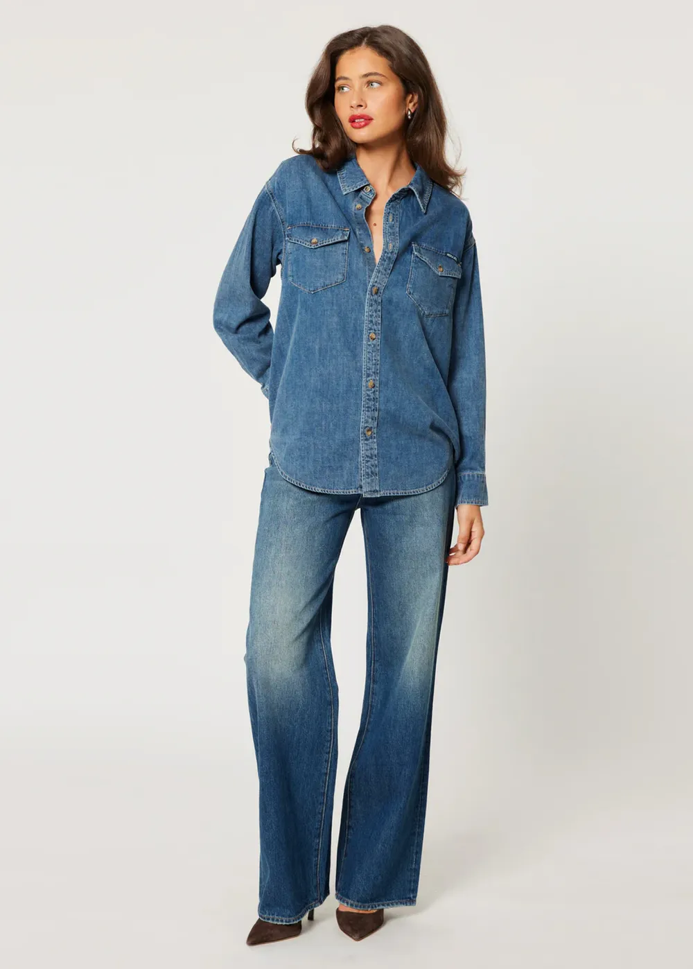 Worn Blue Oversized Denim Shirt