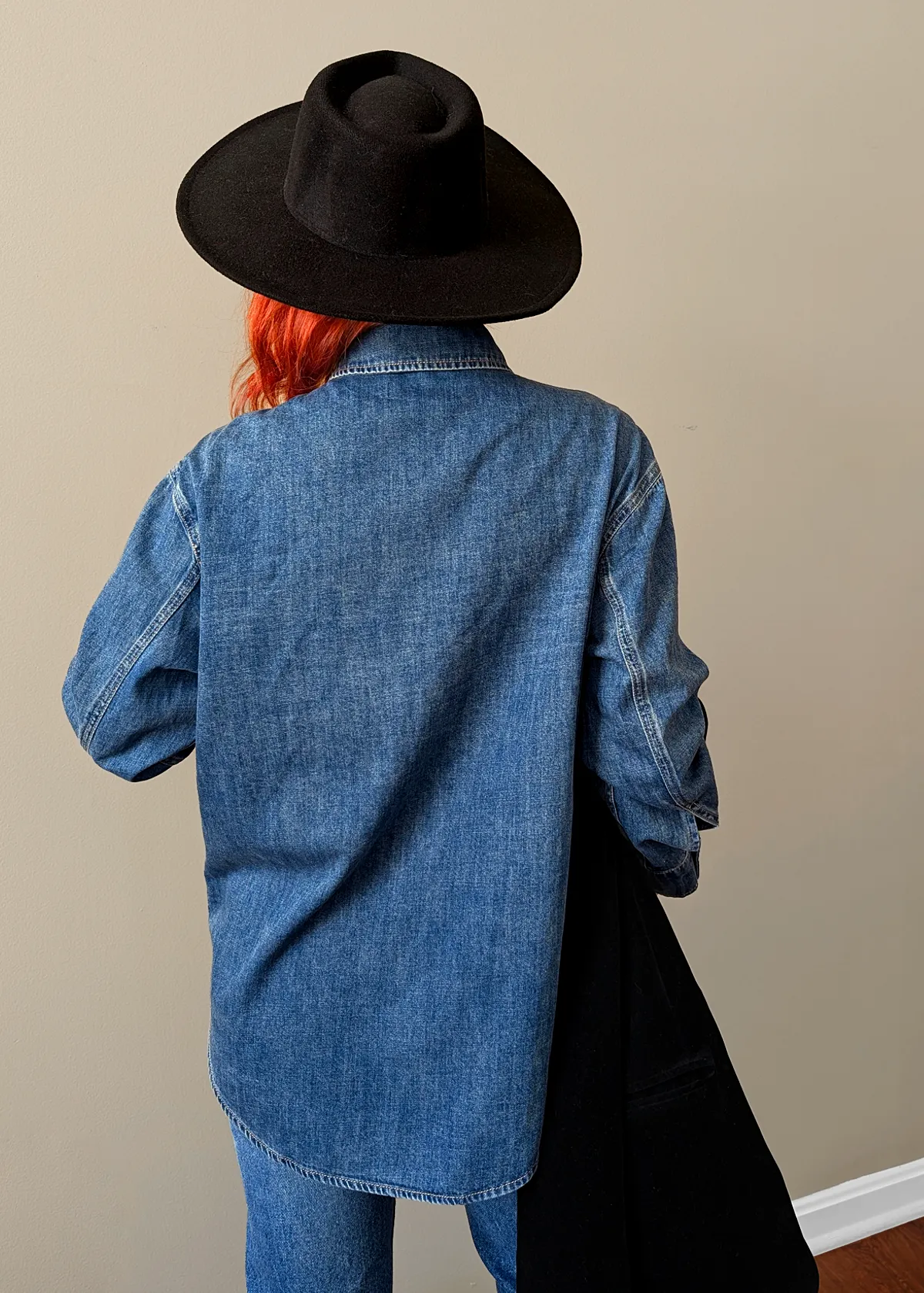 Worn Blue Oversized Denim Shirt