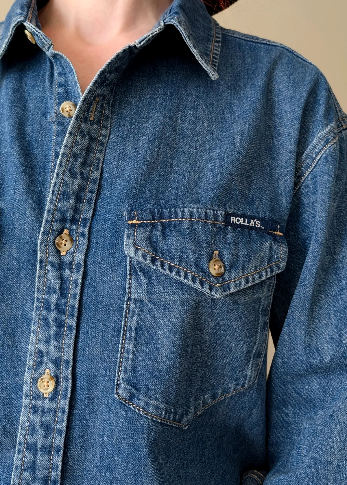 Worn Blue Oversized Denim Shirt