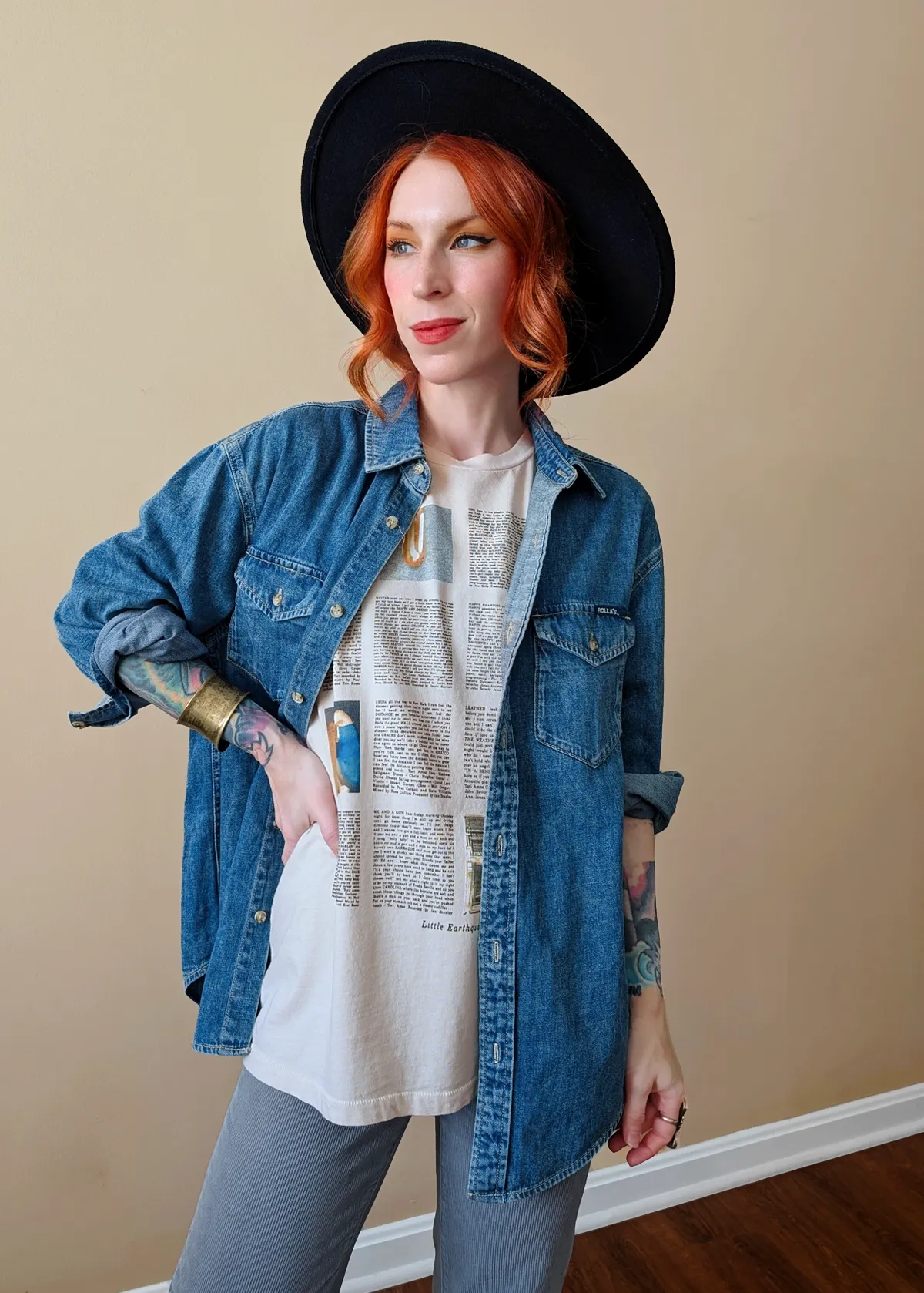Worn Blue Oversized Denim Shirt
