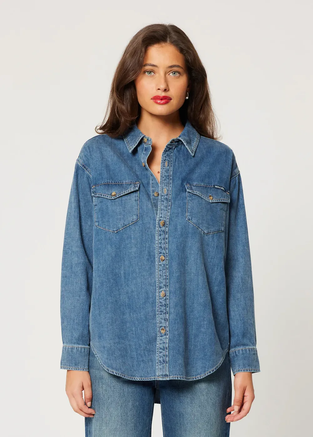 Worn Blue Oversized Denim Shirt