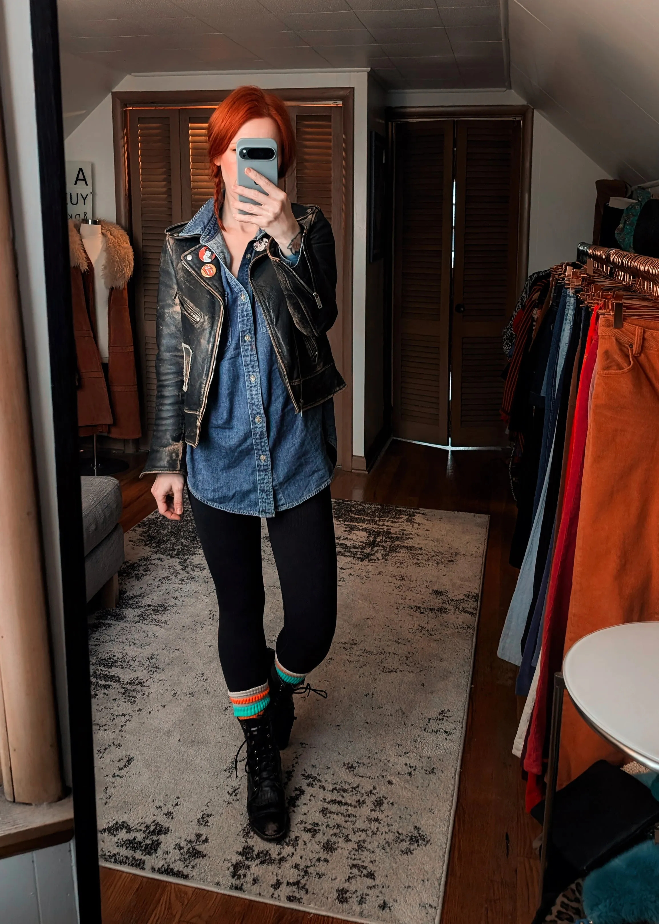 Worn Blue Oversized Denim Shirt