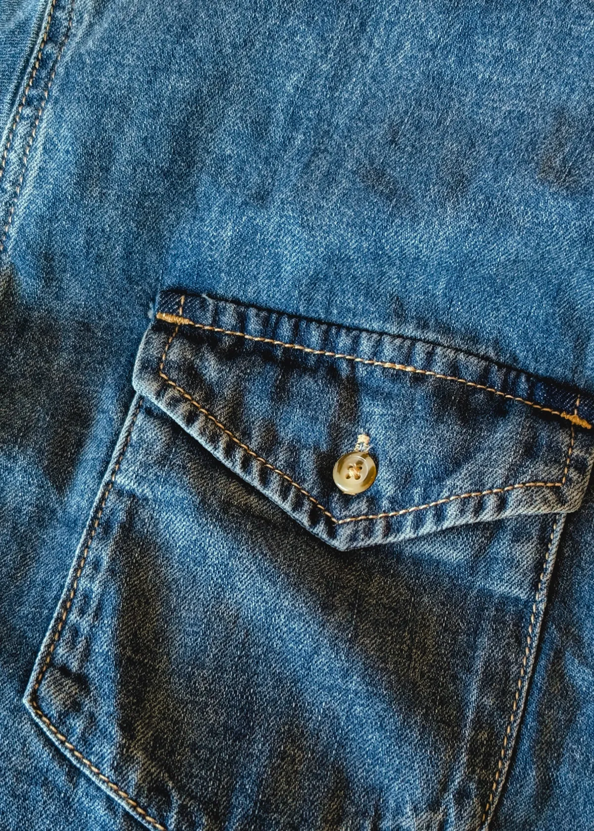 Worn Blue Oversized Denim Shirt