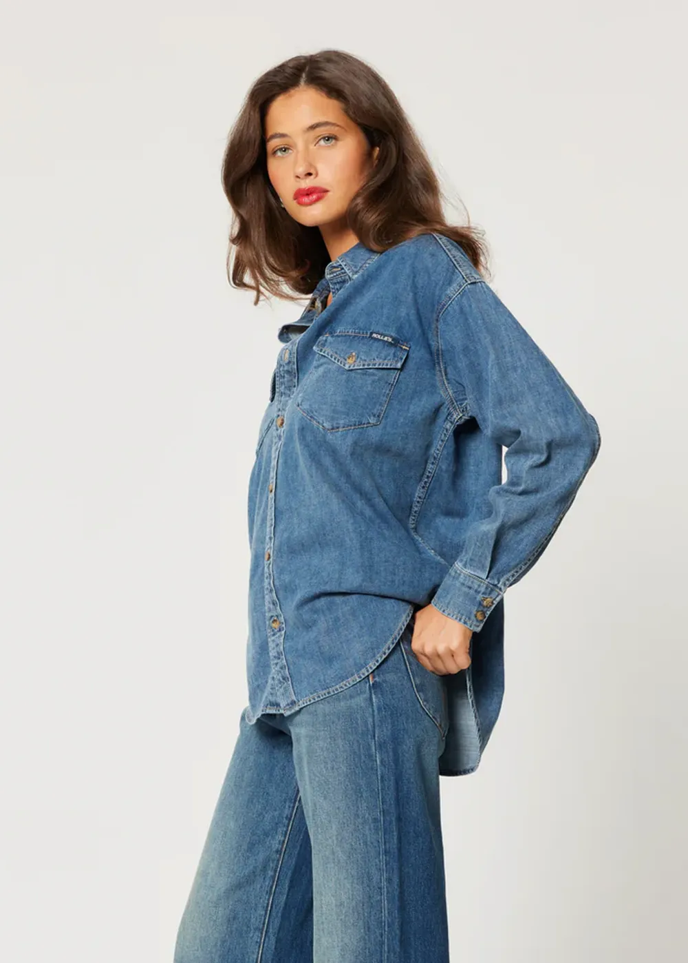 Worn Blue Oversized Denim Shirt
