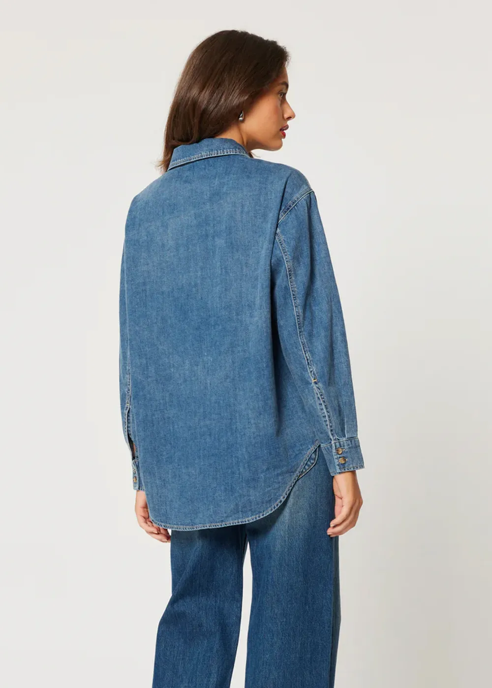 Worn Blue Oversized Denim Shirt