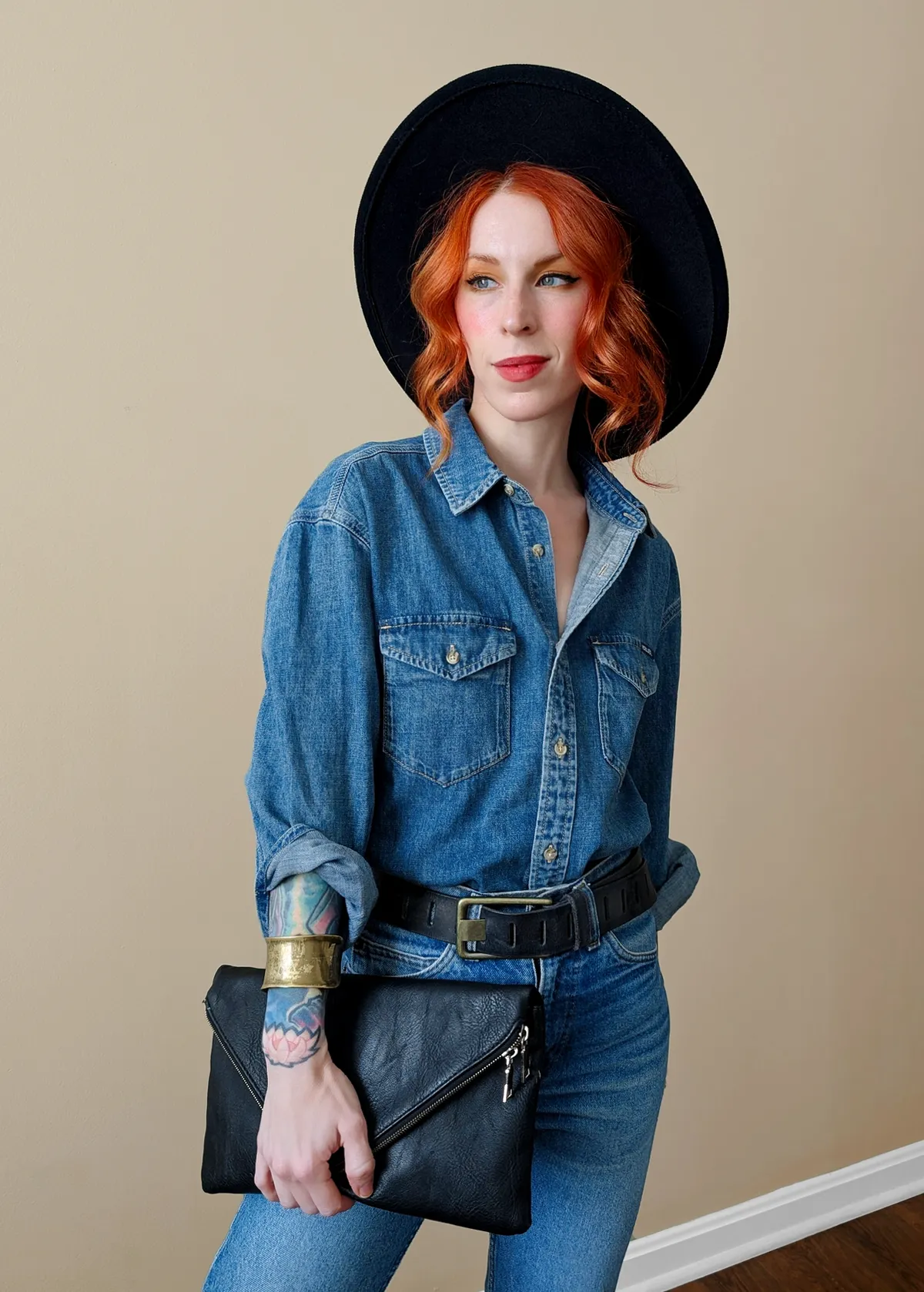 Worn Blue Oversized Denim Shirt