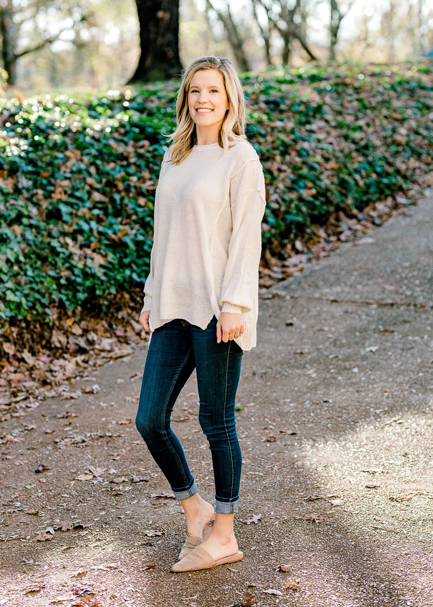 X Milky Round Neck Sweater