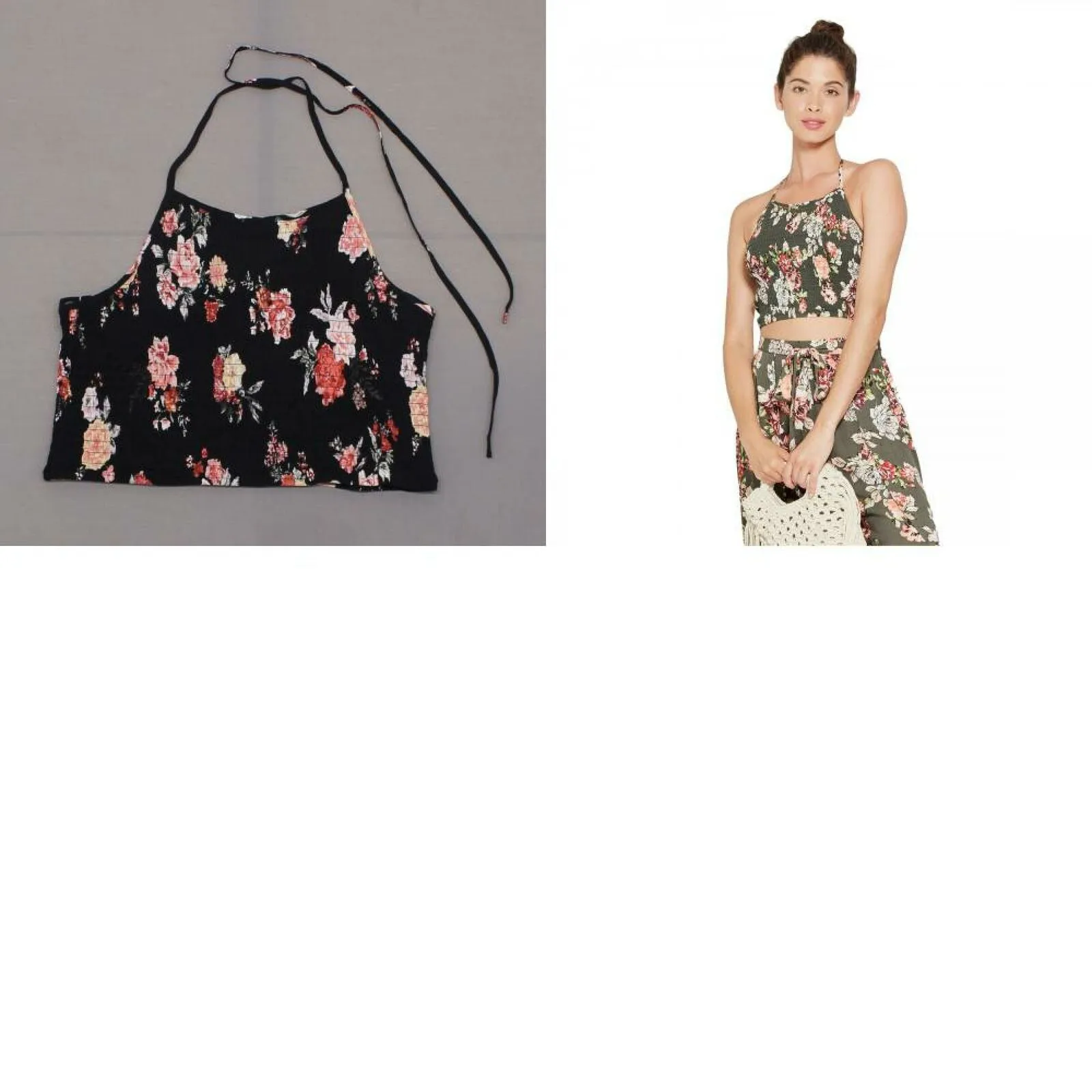 Xhilaration Women's Floral Smocked Tube Top Crop Halter Top
