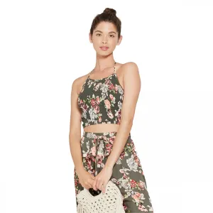 Xhilaration Women's Floral Smocked Tube Top Crop Halter Top