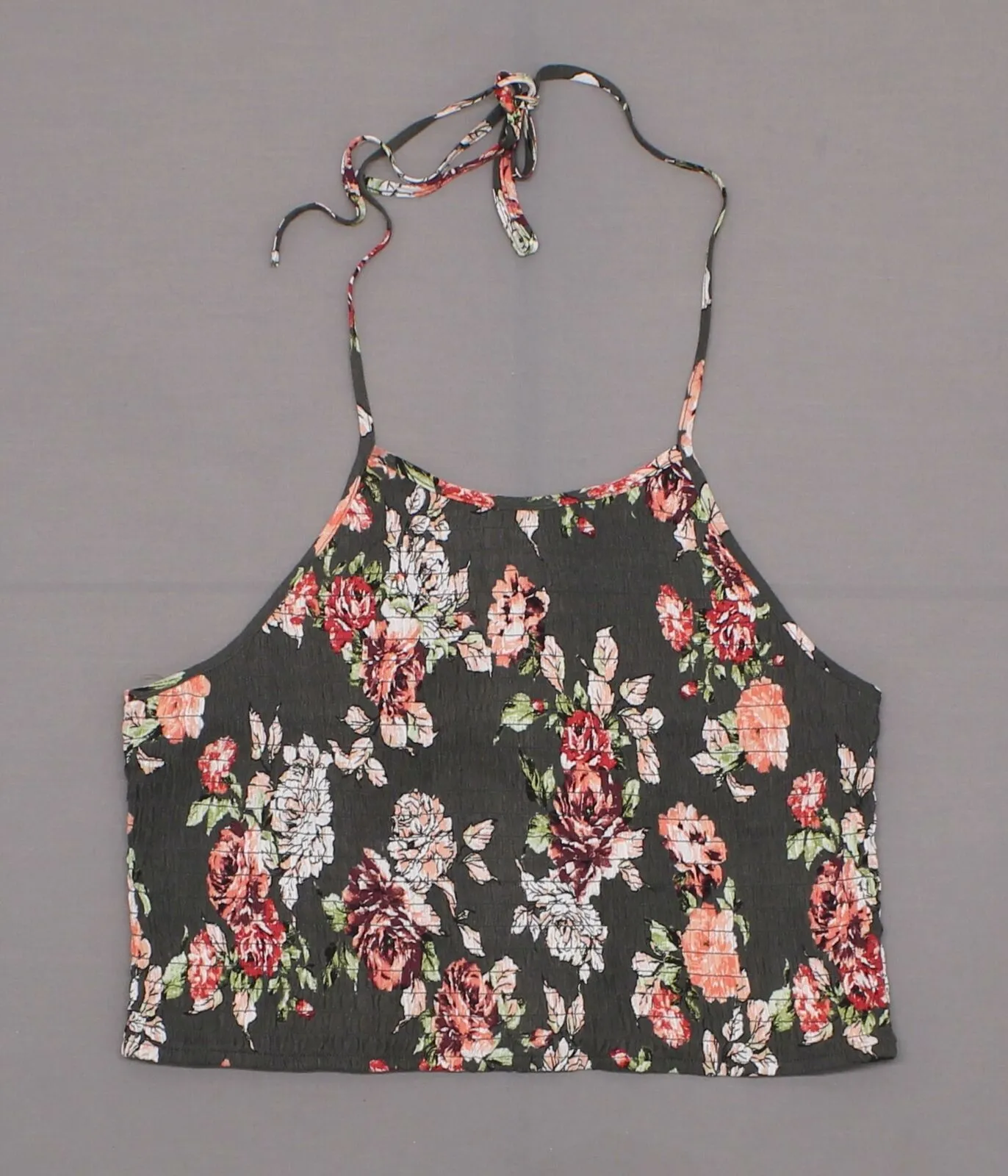Xhilaration Women's Floral Smocked Tube Top Crop Halter Top