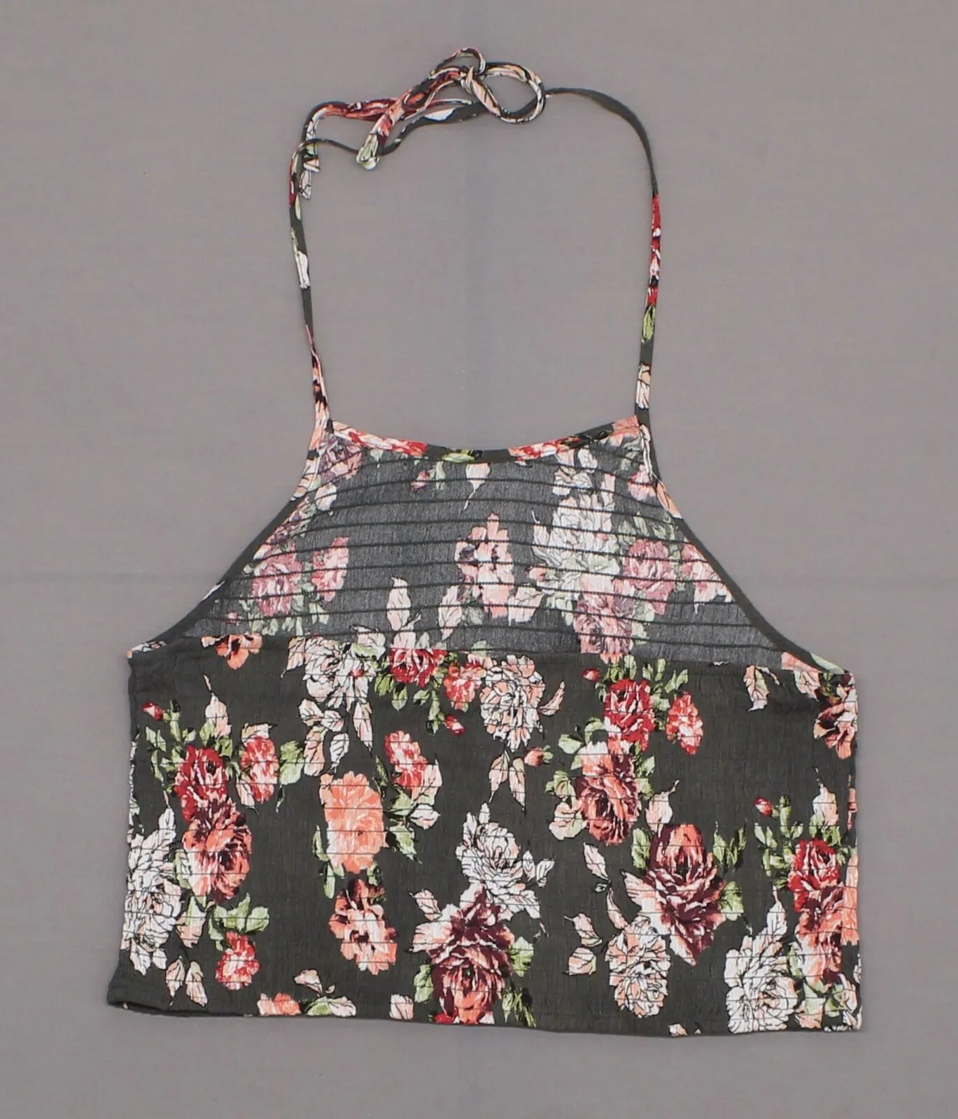 Xhilaration Women's Floral Smocked Tube Top Crop Halter Top