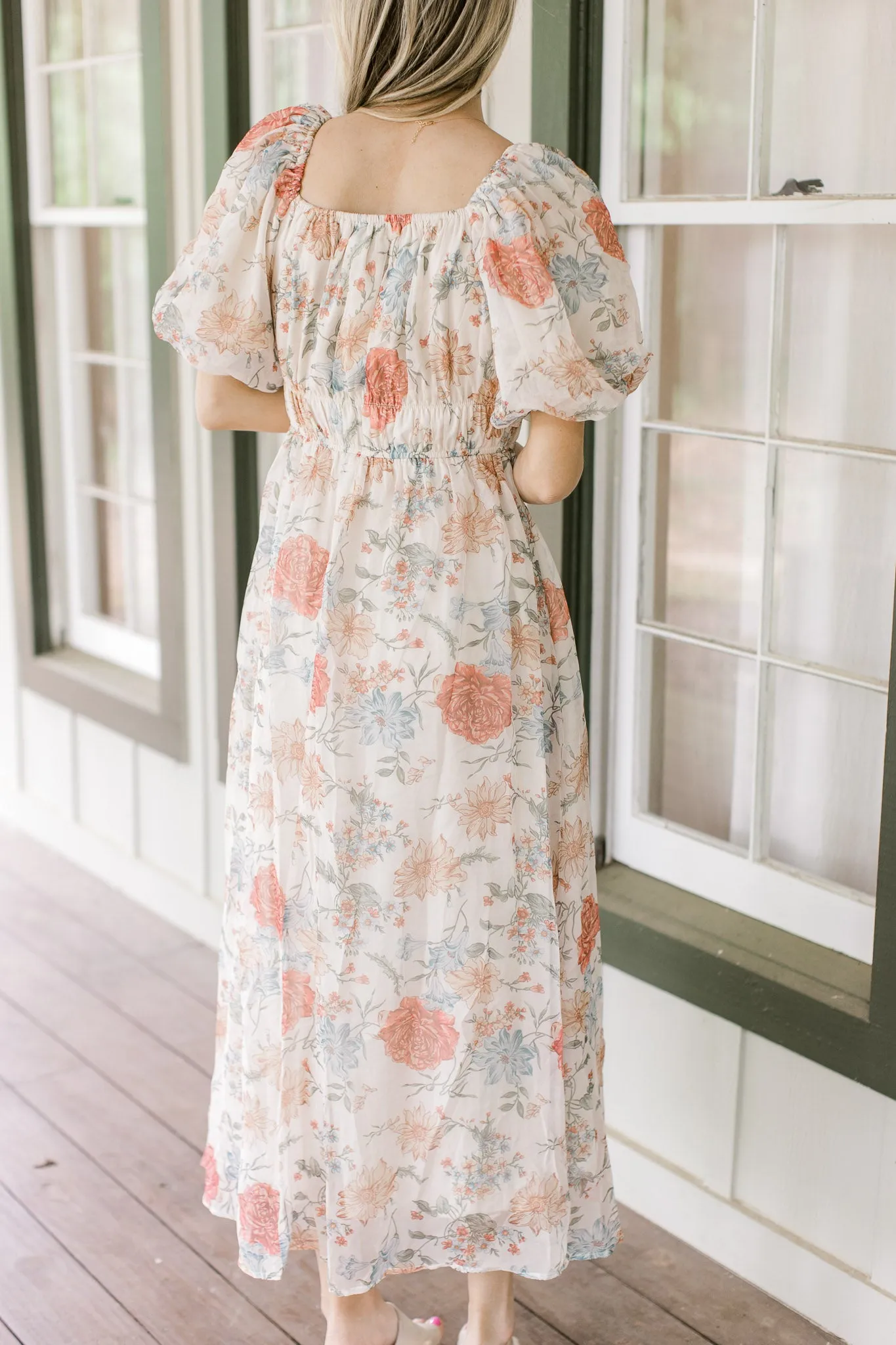 XZ Creamy Floral Print Dress