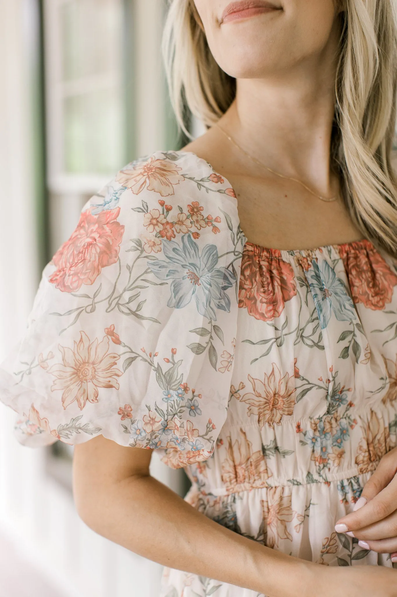 XZ Creamy Floral Print Dress