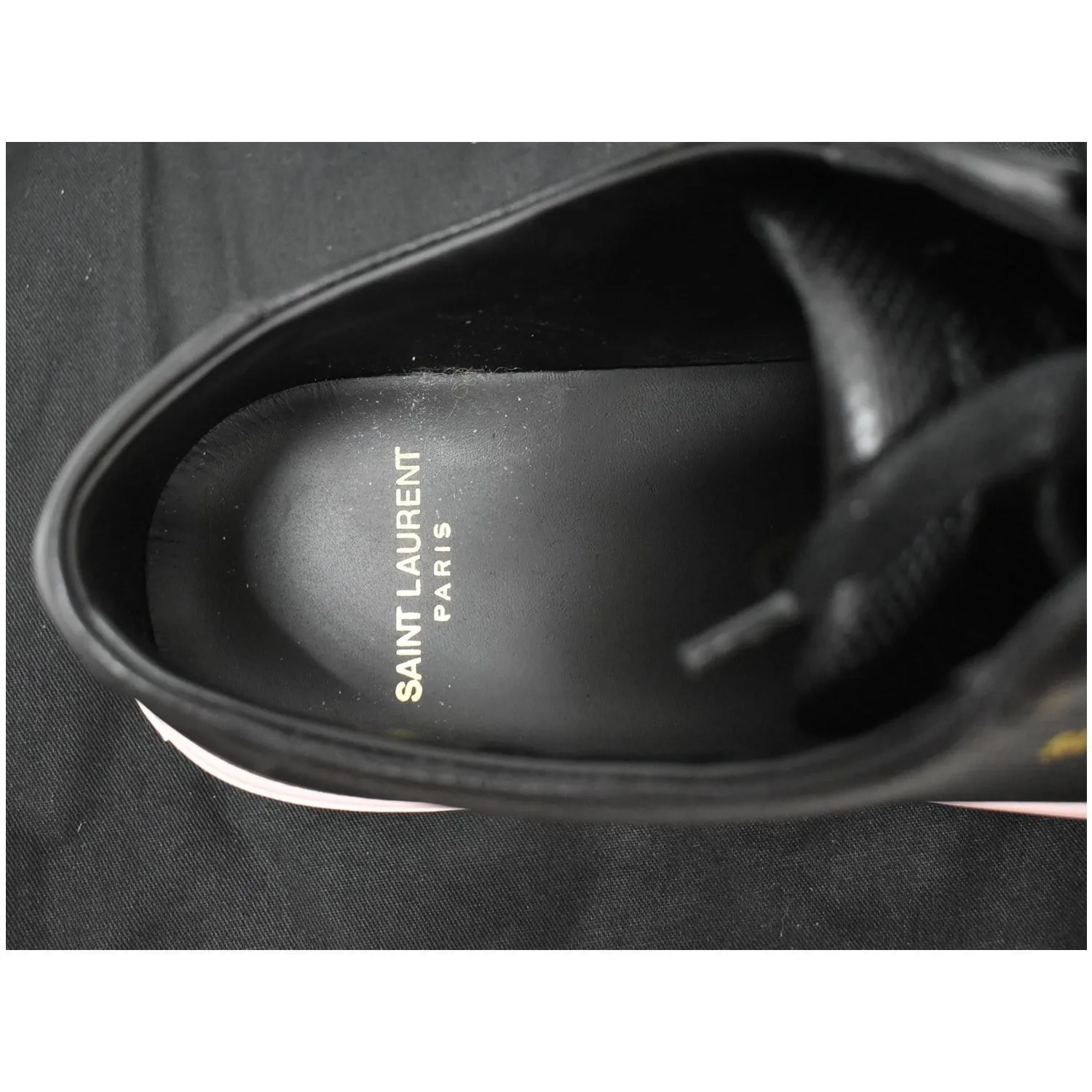 YVES SAINT LAURENT Court Classic Perforated Leather Sneakers Black Size 39