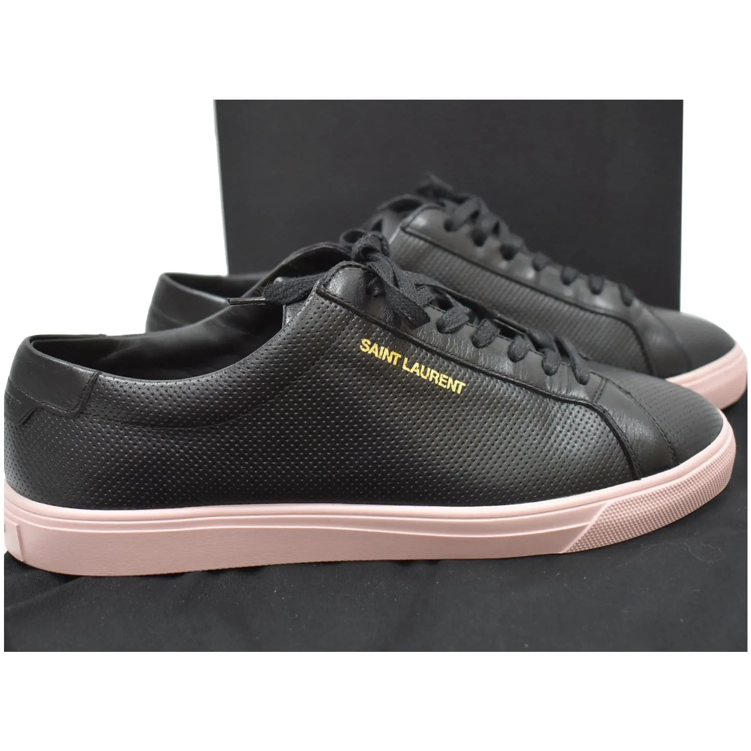 YVES SAINT LAURENT Court Classic Perforated Leather Sneakers Black Size 39
