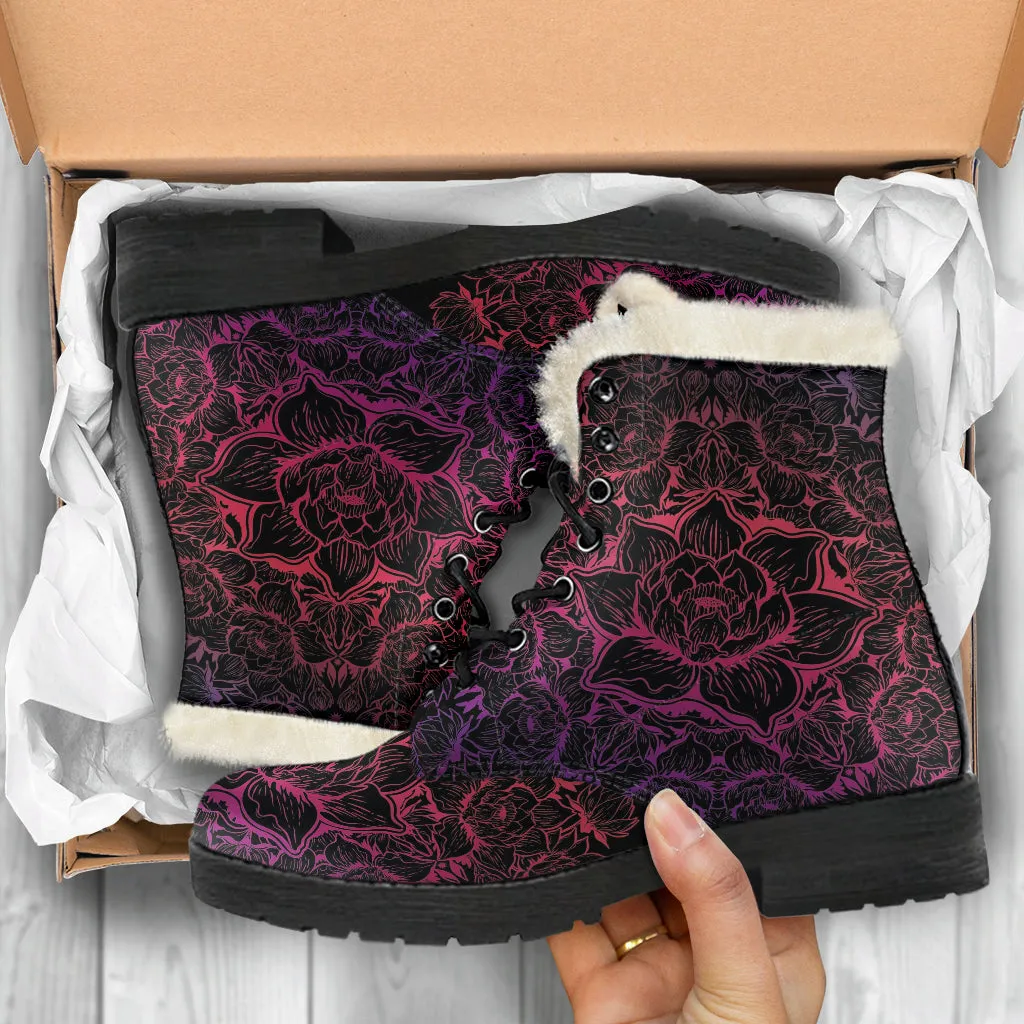 Zen Vibrations Faux Fur Leather Boots