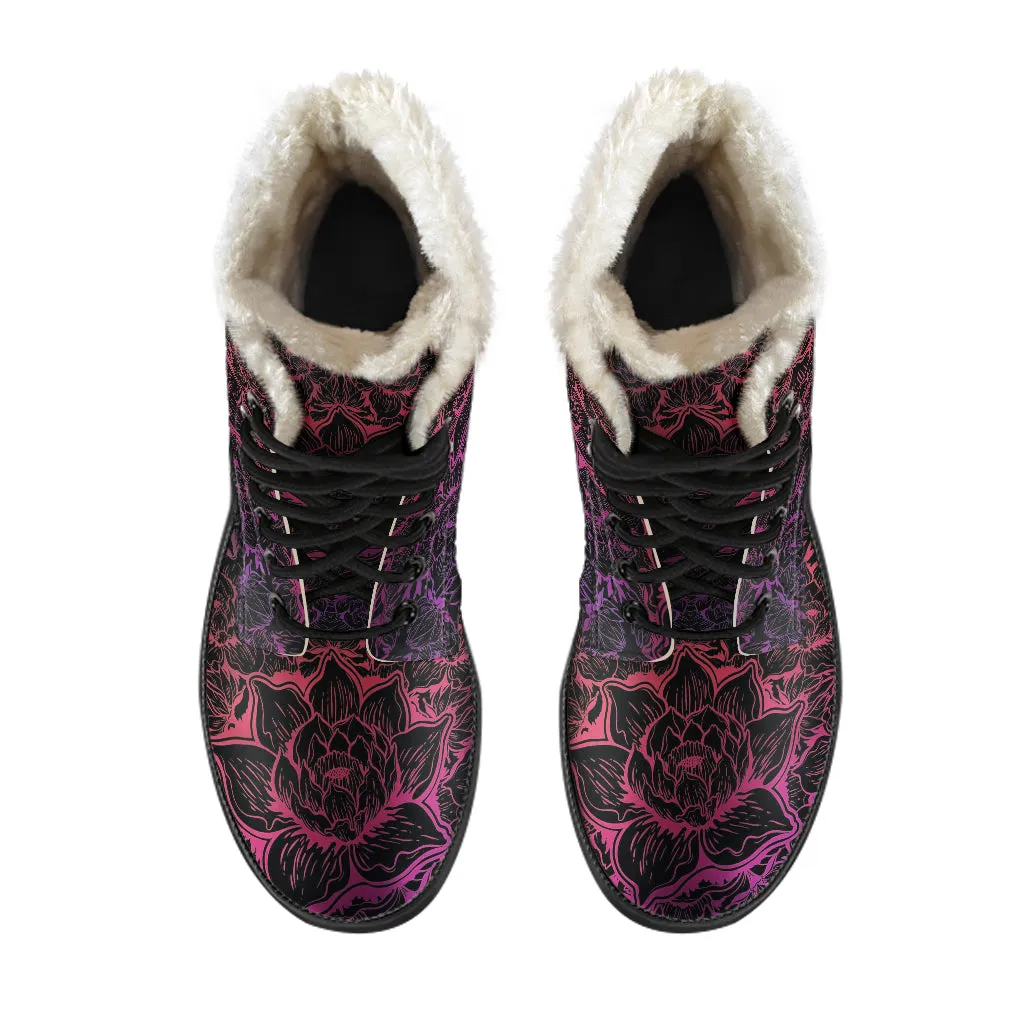 Zen Vibrations Faux Fur Leather Boots